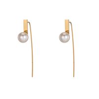 1 Pair French Style Sweet Commute Geometric Plating Inlay 304 Stainless Steel Artificial Pearls 18K Gold Plated Drop Earrings main image 9