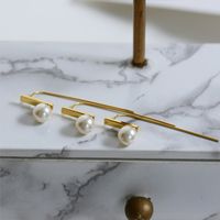 1 Pair French Style Sweet Commute Geometric Plating Inlay 304 Stainless Steel Artificial Pearls 18K Gold Plated Drop Earrings main image 6