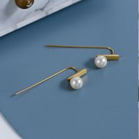 1 Pair French Style Sweet Commute Geometric Plating Inlay 304 Stainless Steel Artificial Pearls 18K Gold Plated Drop Earrings main image 8