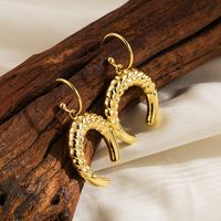 1 Pair Ig Style Basic Round Horns Plating Stainless Steel Gold Plated Drop Earrings main image 3