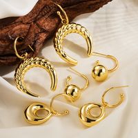 1 Pair Ig Style Basic Round Horns Plating Stainless Steel Gold Plated Drop Earrings main image 1