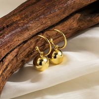 1 Pair Ig Style Basic Round Horns Plating Stainless Steel Gold Plated Drop Earrings main image 4