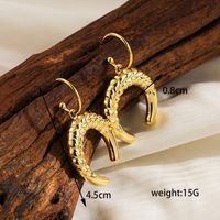 1 Pair Ig Style Basic Round Horns Plating Stainless Steel Gold Plated Drop Earrings sku image 2