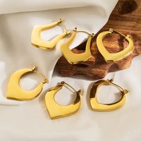 1 Pair Basic Simple Style Heart Shape Plating Stainless Steel 18k Gold Plated Hoop Earrings main image 6