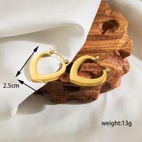 1 Paire De Base Style Simple Forme De Cœur Placage Acier Inoxydable Plaqué Or 18k Boucles D'oreilles Cerceau sku image 1