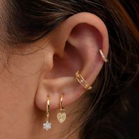 1 Pair Casual Simple Style Hexagram Heart Shape Plating Inlay Copper Zircon 18k Gold Plated Hoop Earrings Drop Earrings Ear Cuffs main image 1