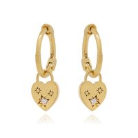 1 Pair Casual Simple Style Hexagram Heart Shape Plating Inlay Copper Zircon 18k Gold Plated Hoop Earrings Drop Earrings Ear Cuffs main image 7