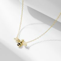 Ig Style Bee Sterling Silver Epoxy Plating Inlay Zircon 14k Gold Plated Rose Gold Plated Pendant Necklace main image 2
