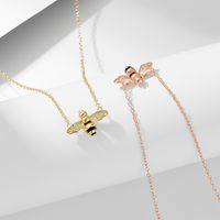 Ig Style Bee Sterling Silver Epoxy Plating Inlay Zircon 14k Gold Plated Rose Gold Plated Pendant Necklace main image 5