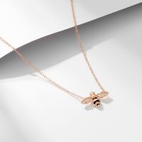 Ig Style Bee Sterling Silver Epoxy Plating Inlay Zircon 14k Gold Plated Rose Gold Plated Pendant Necklace main image 3