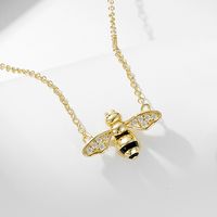 Ig Style Bee Sterling Silver Epoxy Plating Inlay Zircon 14k Gold Plated Rose Gold Plated Pendant Necklace main image 1