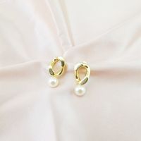 1 Pair Simple Style Geometric Polishing Plating Copper Alloy Pearl Gold Plated Drop Earrings main image 3