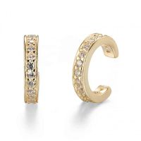 1 Pair Simple Style Geometric Plating Inlay Copper Zircon 18k Gold Plated Hoop Earrings Ear Cuffs main image 9