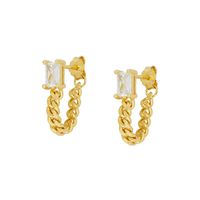 1 Pair Simple Style Geometric Plating Inlay Copper Zircon 18k Gold Plated Hoop Earrings Ear Cuffs main image 8