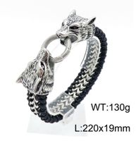 Hip-Hop Rock Punk Wolf Titanium Steel Plating 18K Gold Plated Men's Bracelets main image 2