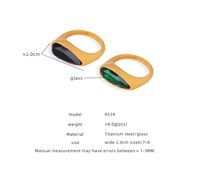 Casual Glam Simple Style Geometric Glass Titanium Steel Plating Inlay Glass 18k Gold Plated Rings main image 10