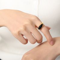Casual Glam Simple Style Geometric Glass Titanium Steel Plating Inlay Glass 18k Gold Plated Rings sku image 2