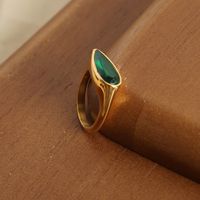 Casual Glam Simple Style Geometric Glass Titanium Steel Plating Inlay Glass 18k Gold Plated Rings main image 4