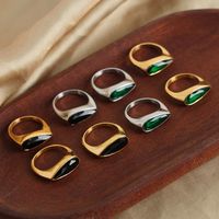 Casual Glam Simple Style Geometric Glass Titanium Steel Plating Inlay Glass 18k Gold Plated Rings main image 7