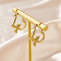 1 Pair Simple Style Classic Style Heart Shape Bee Plating Stainless Steel 18k Gold Plated Earrings main image 4