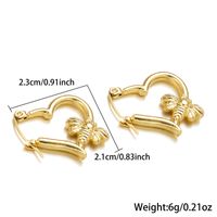 1 Pair Simple Style Classic Style Heart Shape Bee Plating Stainless Steel 18k Gold Plated Earrings sku image 2