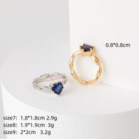 New Heart Gemstone Twist Cross Hollow Copper Inlaid Zircon Ring main image 3