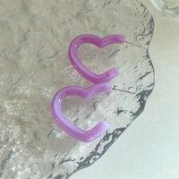 1 Paire Romantique Style Simple Style Romain Forme De Cœur Arylique Boucles D'Oreilles main image 5