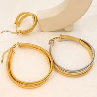 Stainless Steel 18K Gold Plated Roman Style Plating Solid Color Bracelets Necklace main image 4