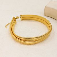 Stainless Steel 18K Gold Plated Roman Style Plating Solid Color Bracelets Necklace main image 5