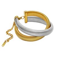 Stainless Steel 18K Gold Plated Roman Style Plating Solid Color Bracelets Necklace sku image 2