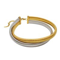 Stainless Steel 18K Gold Plated Roman Style Plating Solid Color Bracelets Necklace sku image 5