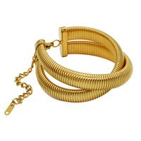 Stainless Steel 18K Gold Plated Roman Style Plating Solid Color Bracelets Necklace sku image 3