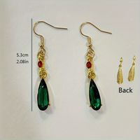 1 Pair Retro Japanese Style French Style Water Droplets Inlay Alloy Artificial Gemstones Ear Hook sku image 1