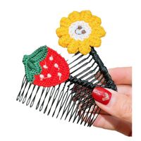 Girl's Cute Luxurious Sunflower Strawberry Cloth Resin Insert Comb main image 4