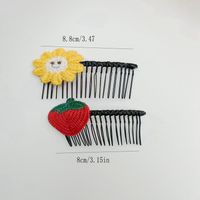 Girl's Cute Luxurious Sunflower Strawberry Cloth Resin Insert Comb main image 2
