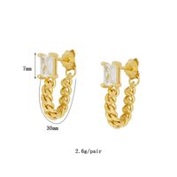 1 Pair Simple Style Geometric Plating Inlay Copper Zircon 18k Gold Plated Hoop Earrings Ear Cuffs sku image 3