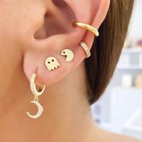 1 Pair Casual Simple Style Geometric Plating Inlay Copper Zircon 18k Gold Plated Hoop Earrings Ear Cuffs Ear Studs main image 1