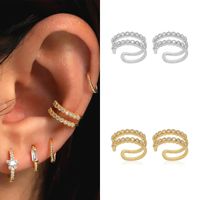 1 Pair Ig Style Shiny Solid Color Plating Inlay Copper Zircon 18k Gold Plated Ear Cuffs main image 1