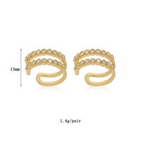1 Pair Ig Style Shiny Solid Color Plating Inlay Copper Zircon 18k Gold Plated Ear Cuffs main image 2