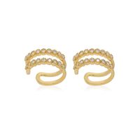 1 Pair Ig Style Shiny Solid Color Plating Inlay Copper Zircon 18k Gold Plated Ear Cuffs main image 3