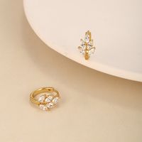 1 Pair Chinoiserie Vintage Style Leaf Grain Plating Inlay Copper Alloy Artificial Gemstones 24k Gold Plated Hoop Earrings main image 5
