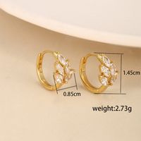 1 Pair Chinoiserie Vintage Style Leaf Grain Plating Inlay Copper Alloy Artificial Gemstones 24k Gold Plated Hoop Earrings sku image 2