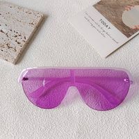 Artistic Streetwear Geometric Pc Resin Avaitor Half Frame Women's Sunglasses sku image 5