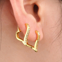 1 Pair Elegant Romantic Colorful Star Heart Shape Plating Hollow Out Inlay Metal Copper Zircon 18k Gold Plated Hoop Earrings sku image 1