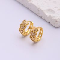 1 Par Elegante Romántico Vistoso Estrella Forma De Corazón Enchapado Ahuecar Embutido Metal Cobre Circón Chapado En Oro De 18 Quilates. Pendientes De Aro main image 8