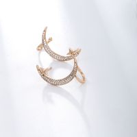 1 Pair Xuping Streetwear Star Moon Plating Inlay Alloy Artificial Gemstones 18k Gold Plated Ear Cuffs main image 4