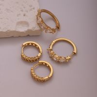 1 Pair Elegant Sweet Shamrock Four Leaf Clover Flower Plating Inlay Imitation Diamond Copper Zircon 18k Gold Plated Hoop Earrings main image 7