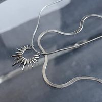 Hip-hop Sun Titanium Steel Polishing Unisex Double Layer Necklaces main image 5