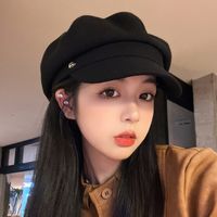 Women's Elegant Sweet Solid Color Button Curved Eaves Eaveless Floppy Hat main image 7