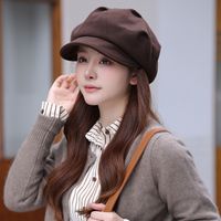 Women's Elegant Sweet Solid Color Button Curved Eaves Eaveless Floppy Hat main image 8